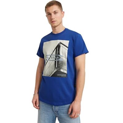 G-STAR RAW HQ oldskool logo lash r t, Blå (Radar Blue D24683-c372-1474), XL G-STAR RAW HQ oldskool logo lash r t, Blå (Radar Blue D24683-c372-1474), XL