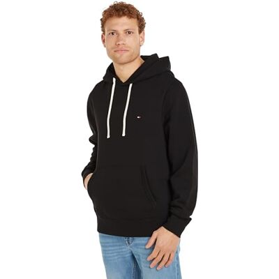Tommy Hilfiger herr ESSENTIAL FLEECE HOODY MW0MW37230, pullover huvtröja, svart, L, svart (svart), L Tommy Hilfiger herr ESSENTIAL FLEECE HOODY MW0MW37230, pullover huvtröja, svart, L, svart (svart), L