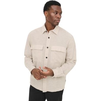 Only & Sons Onscaiden Ls Overshirt Linen Blend Noos, Chinchilla, XL Only & Sons Onscaiden Ls Overshirt Linen Blend Noos, Chinchilla, XL