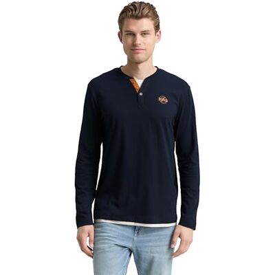 TOM TAILOR Långärmad T-shirt för män, 10668 – himmelskaptensblå, L TOM TAILOR Långärmad T-shirt för män, 10668 – himmelskaptensblå, L