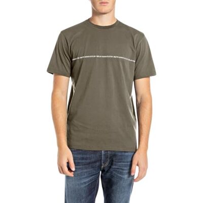 Replay T-shirt för män, normal passform, 759 Mud Green, M Replay T-shirt för män, normal passform, 759 Mud Green, M