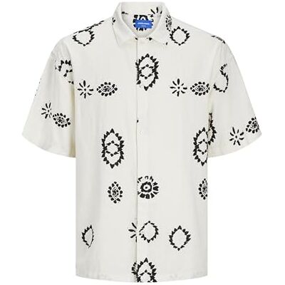 JACK & JONES JORNOTO Len AOP skjorta SS LN, Buttercreme, M JACK & JONES JORNOTO Len AOP skjorta SS LN, Buttercreme, M