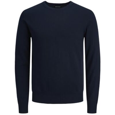 JACK & JONES stickad tröja för män crew neck, marinblå blazer, XL JACK & JONES stickad tröja för män crew neck, marinblå blazer, XL