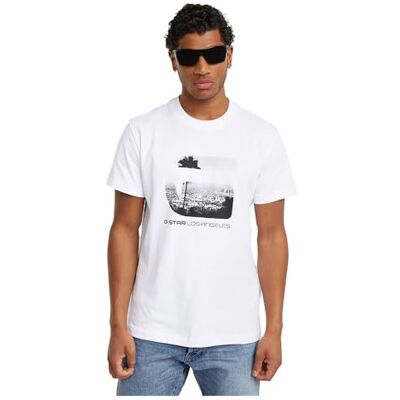 G-STAR RAW La R T T-shirt för män, Vit (vit D25703-c336-110), S G-STAR RAW La R T T-shirt för män, Vit (vit D25703-c336-110), S