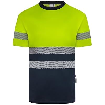 VELILLA 305633; Tvåfärgad återvunnen polyester T-shirt kortärmad segmenterad tejp; marinblå och fluorgul färg; storlek 2XL, Marinblå och fluorgul, XXL VELILLA 305633; Tvåfärgad återvunnen polyester T-shirt kortärmad segmenterad tejp; marinblå och fluorgul färg; storlek 2XL, Marinblå och fluorgul, XXL