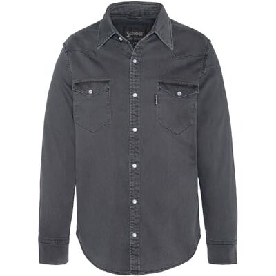 Schott NYC Schott SHTULSA grå långärmad denimskjorta, Färg: grå, XL Schott NYC Schott SHTULSA grå långärmad denimskjorta, Färg: grå, XL