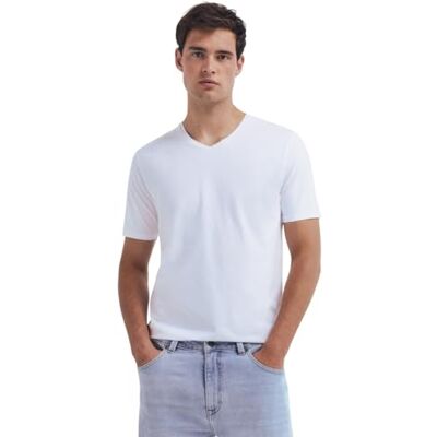 Springfield T-shirt med V-hals, vit, S Springfield T-shirt med V-hals, vit, S