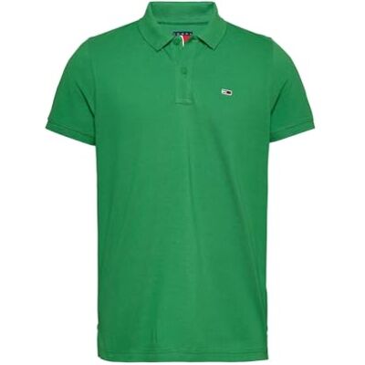 Tommy Jeans herr S/S pikétröja, Grön (Coastal Green), XXL Tommy Jeans herr S/S pikétröja, Grön (Coastal Green), XXL