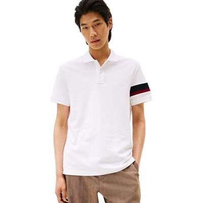 Tommy Hilfiger herr RWB ärmtejp REG Polo MW0MW41354 S/S Polo, vit, L, Vit (vit), L Tommy Hilfiger herr RWB ärmtejp REG Polo MW0MW41354 S/S Polo, vit, L, Vit (vit), L