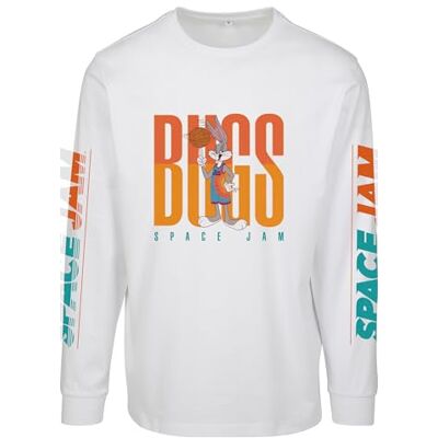 Tee Space Jam herr långärmad T-shirt Bugs Bunny Basketball Långärmad T-shirt med främre tryck, vit, storlek XS till XXL, Vit, XS Tee Space Jam herr långärmad T-shirt Bugs Bunny Basketball Långärmad T-shirt med främre tryck, vit, storlek XS till XXL, Vit, XS