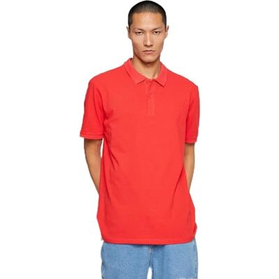 Koton Basic herr-t-shirt polokrage smal, Röd (401), XL Koton Basic herr-t-shirt polokrage smal, Röd (401), XL