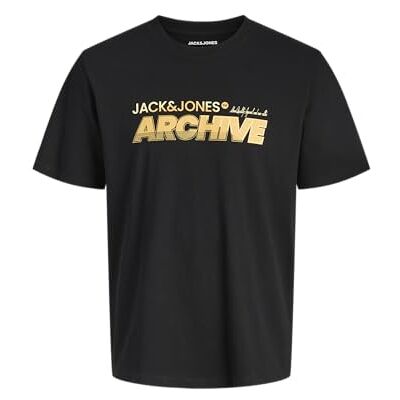 JACK & JONES Jjbrat Tee Ss Crew Neck Pls – Plus Size, svart, 5XL JACK & JONES Jjbrat Tee Ss Crew Neck Pls – Plus Size, svart, 5XL