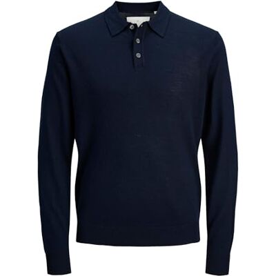 JACK & JONES Jprccmerino stickad pikétröja Sn, natthimmel, S JACK & JONES Jprccmerino stickad pikétröja Sn, natthimmel, S