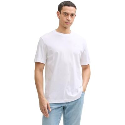 TOM TAILOR basic herr-t-shirt med litet logotyptryck, 20000 – vit, L TOM TAILOR basic herr-t-shirt med litet logotyptryck, 20000 – vit, L