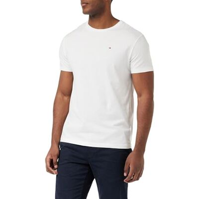 Tommy Hilfiger herr-t-shirt, kortärmad, rund halsringning, Vit (vit), S Tommy Hilfiger herr-t-shirt, kortärmad, rund halsringning, Vit (vit), S