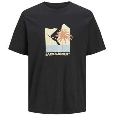 JACK & JONES Jjbarbados Tee Ss Crew Neck, svart, L JACK & JONES Jjbarbados Tee Ss Crew Neck, svart, L