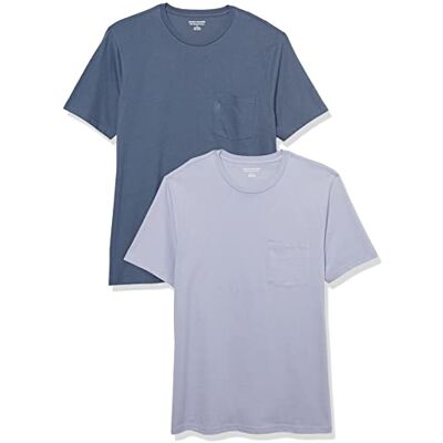 Amazon Essentials Herr Slim-Fit kortärmad T-shirt med rund hals, 2-pack, tvättad blå/lavendel, X-Large Amazon Essentials Herr Slim-Fit kortärmad T-shirt med rund hals, 2-pack, tvättad blå/lavendel, X-Large
