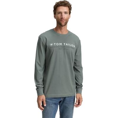 TOM TAILOR Långärmad T-shirt för män, 21951 – tvättad jasper grön, L TOM TAILOR Långärmad T-shirt för män, 21951 – tvättad jasper grön, L