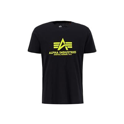 Alpha Industries Basic Med Neonmönster T-Shirt För Män Black/Neon Yellow Alpha Industries Basic Med Neonmönster T-Shirt För Män Black/Neon Yellow
