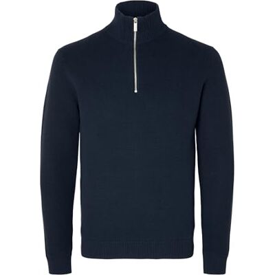 SELECTED HOMME SELETED HOMME Herr Slhdane Ls stickad struktur halv dragkedja Noos stickad tröja, Sky Captain, L SELECTED HOMME SELETED HOMME Herr Slhdane Ls stickad struktur halv dragkedja Noos stickad tröja, Sky Captain, L