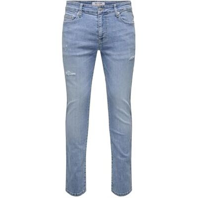 Only & Sons ONSLOOM Slim LB Destroy 1857 MAT DNM, Ljusblå denim, 28W / 32L Only & Sons ONSLOOM Slim LB Destroy 1857 MAT DNM, Ljusblå denim, 28W / 32L