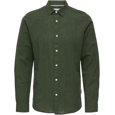 Only & Sons ONSCAIDEN Life LS SOLID linne skjorta NOOS, kambaba, S Only & Sons ONSCAIDEN Life LS SOLID linne skjorta NOOS, kambaba, S