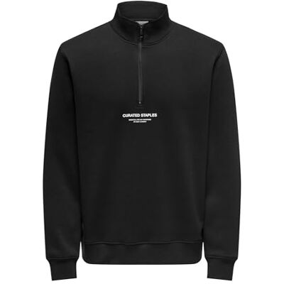 Only & Sons ONSCURATED REG halvlång dragkedja sweat, svart, M Only & Sons ONSCURATED REG halvlång dragkedja sweat, svart, M