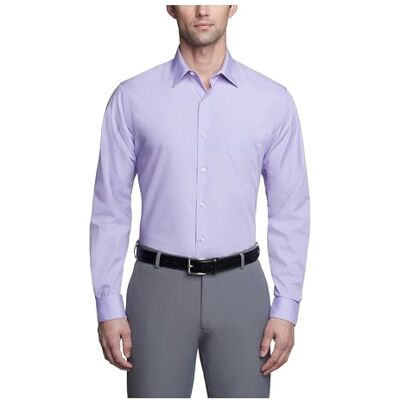 Van Heusen herrklänning skjorta anpassad poplin solid, lavendel, 16.5 Neck / 36-37 Sleeve Van Heusen herrklänning skjorta anpassad poplin solid, lavendel, 16.5 Neck / 36-37 Sleeve