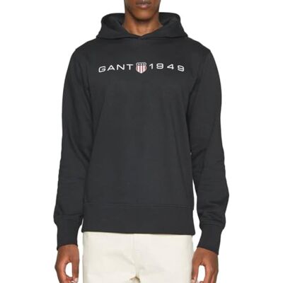 GANT Tryckt grafisk huvtröja, svart, XXL GANT Tryckt grafisk huvtröja, svart, XXL