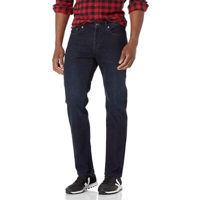 Amazon Essentials Straight-Fit Stretch Jeans, blå överdyed, 36W/33L Amazon Essentials Straight-Fit Stretch Jeans, blå överdyed, 36W/33L