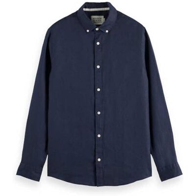Scotch & Soda Core – linne skjorta Ls Button-Down, Night 401, S Scotch & Soda Core – linne skjorta Ls Button-Down, Night 401, S