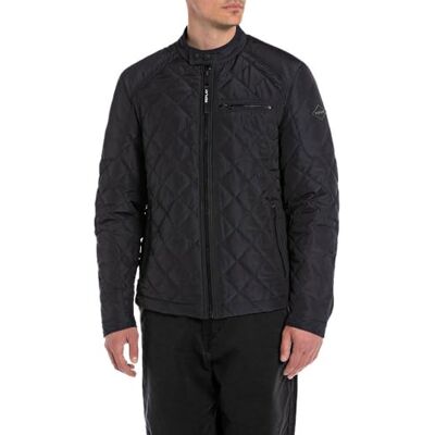 Replay Bikerjacka för män, 498 DEEP BLUE, L Replay Bikerjacka för män, 498 DEEP BLUE, L