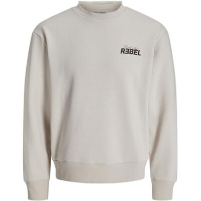 JJ REBEL Jrebjim Sweat Crew Neck Sn, Moonbeam, XL JJ REBEL Jrebjim Sweat Crew Neck Sn, Moonbeam, XL