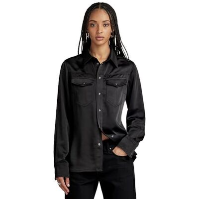 G-STAR RAW Slim Shirt ls wmn, Svart (Dk Black D24229-d414-6484), S G-STAR RAW Slim Shirt ls wmn, Svart (Dk Black D24229-d414-6484), S