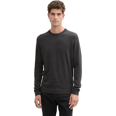TOM TAILOR Tröja för män, 10617 Svart grå melerad, M TOM TAILOR Tröja för män, 10617 Svart grå melerad, M