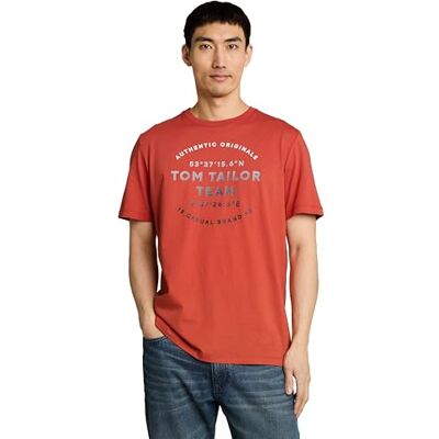 TOM TAILOR herr 1051588 t-shirt, 11214-Chili orange, L TOM TAILOR herr 1051588 t-shirt, 11214-Chili orange, L