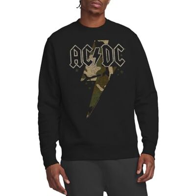 AC/DC ACDC Camo Bolt Crew Sweatshirt, Svart, Medium, Svart, M AC/DC ACDC Camo Bolt Crew Sweatshirt, Svart, Medium, Svart, M