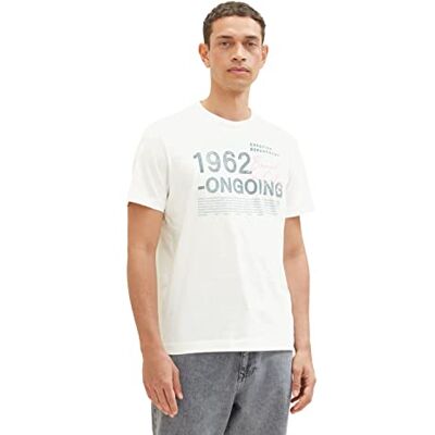 TOM TAILOR Herr 1036364 t-shirt, 10332-Off White, S, 10332 – Benvit, S TOM TAILOR Herr 1036364 t-shirt, 10332-Off White, S, 10332 – Benvit, S