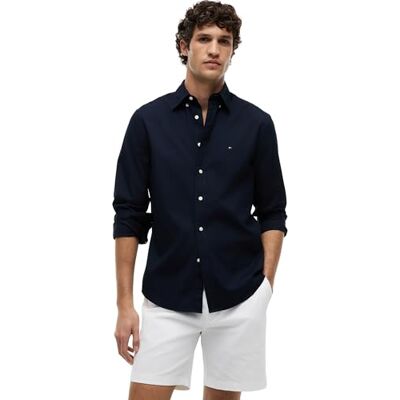 Tommy Hilfiger herr CORE Flex POPLIN solid RF-skjorta MW0MW39988 L/S skjorta, blå, S, Blå (ökenhimmel), S Tommy Hilfiger herr CORE Flex POPLIN solid RF-skjorta MW0MW39988 L/S skjorta, blå, S, Blå (ökenhimmel), S