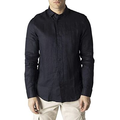 Giorgio Armani Herr regelbunden, Sur Ton broderad logotyp skjorta, marinblå, M Giorgio Armani Herr regelbunden, Sur Ton broderad logotyp skjorta, marinblå, M