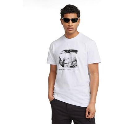 G-STAR RAW Cape Town R T T-shirt för män, Vit (vit D25688-c336-110), L G-STAR RAW Cape Town R T T-shirt för män, Vit (vit D25688-c336-110), L