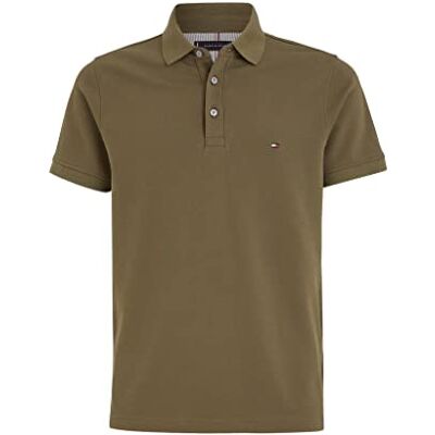 Tommy Hilfiger Herr Kortärmad 1985 Slim Fit Pikétröja, Kaki (armégrön), M Tommy Hilfiger Herr Kortärmad 1985 Slim Fit Pikétröja, Kaki (armégrön), M