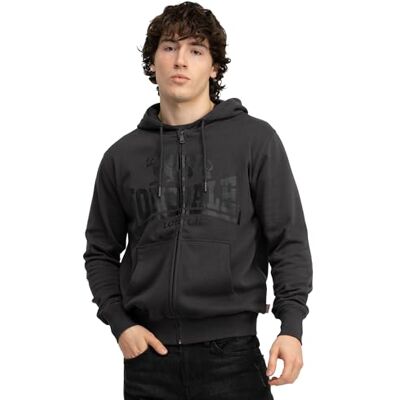 Lonsdale KRAFTY sweatjacka med huva för män med dragkedja smal passform, antracit/svart, M, Antracit/svart, M Lonsdale KRAFTY sweatjacka med huva för män med dragkedja smal passform, antracit/svart, M, Antracit/svart, M