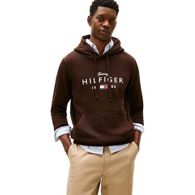 Tommy Hilfiger herr varumärke älskar stor HILFIGER huvtröja MW0MW41427 pullover huvtröja, brun, L, Brun (choklad), L Tommy Hilfiger herr varumärke älskar stor HILFIGER huvtröja MW0MW41427 pullover huvtröja, brun, L, Brun (choklad), L