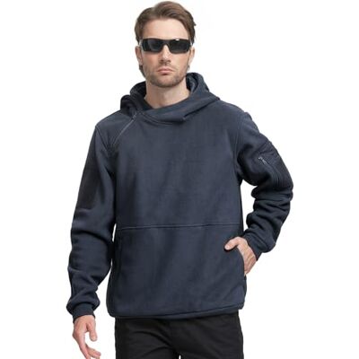 FREE SOLDIER Fleecejackor herr huvtröja sweatshirt herr med 1/4 dragkedja, vindtät taktisk armé utomhusjacka, Marinblå, M FREE SOLDIER Fleecejackor herr huvtröja sweatshirt herr med 1/4 dragkedja, vindtät taktisk armé utomhusjacka, Marinblå, M