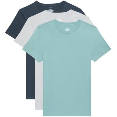 Calvin Herr 3-pack kortärmad bomull T-shirts, Grön (Micro Chip/Zoni strand/bläck), S Calvin Herr 3-pack kortärmad bomull T-shirts, Grön (Micro Chip/Zoni strand/bläck), S