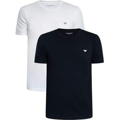Giorgio Armani Mäns uthållighet 2-pack rund hals t-shirt blå L Giorgio Armani Mäns uthållighet 2-pack rund hals t-shirt blå L
