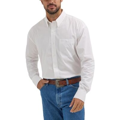 Wrangler George Strait Western långärmad skjorta med knäppning för män, Vitt, S Wrangler George Strait Western långärmad skjorta med knäppning för män, Vitt, S
