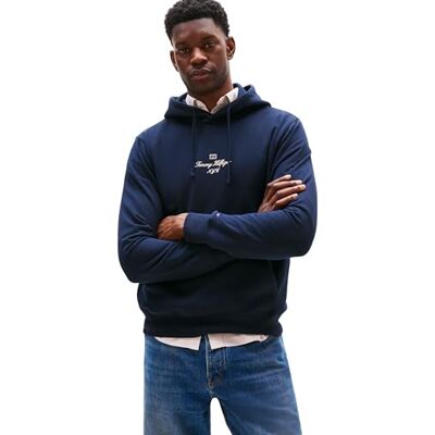 Tommy Hilfiger herr OUTLINE FLAG SCRIPT HOODIE MW0MW39372 pullover huvtröja, blå (ökenhimmel), S, Blå (ökenhimmel), S Tommy Hilfiger herr OUTLINE FLAG SCRIPT HOODIE MW0MW39372 pullover huvtröja, blå (ökenhimmel), S, Blå (ökenhimmel), S
