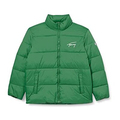 Tommy Jeans Mäns TJM Signature Puffer vadderade jackor, grön malakit, L Tommy Jeans Mäns TJM Signature Puffer vadderade jackor, grön malakit, L